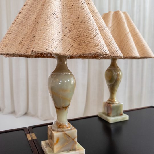 Bordslampor i onyxmarmor Italien, 1970-tal